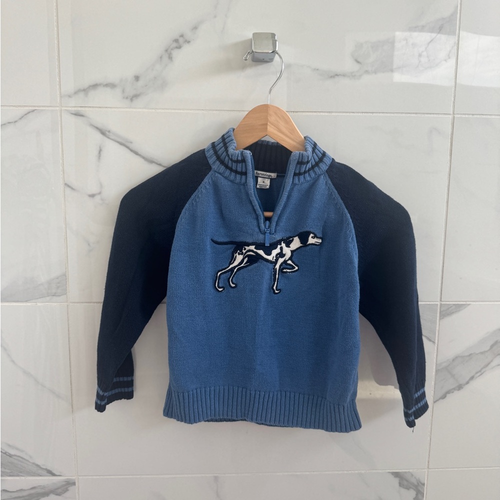 Hartstrings blue & navy 100% cotton sweater with Dalmatian dog detail - size 6